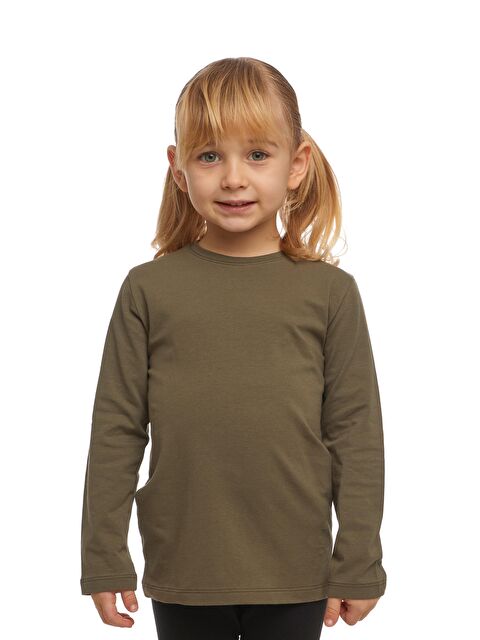 Lovetti Kamuflaj Yeşil Unısex Sıfır Yaka Uzun Kollu Tişört - S000053556-29492