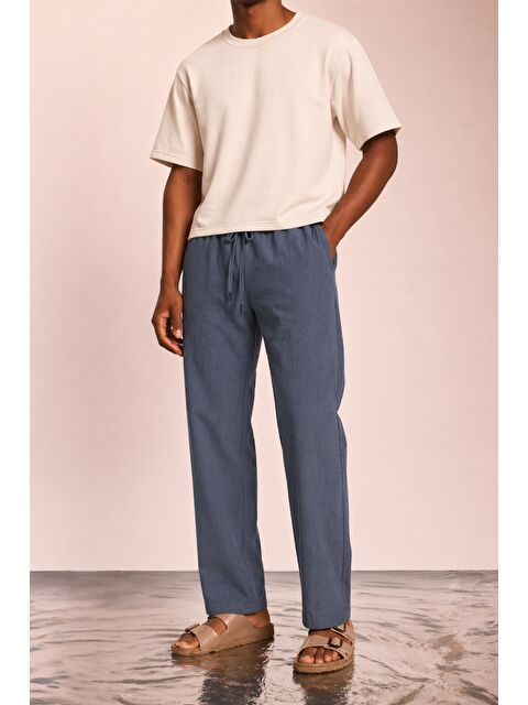 Tarz Cool Modal Kumaş Erkek Lastikli Bel Rahat Kesim Pantolon – Günlük & Konforlu