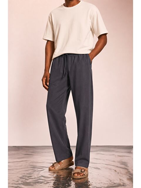 Tarz Cool Modal Kumaş Erkek Lastikli Bel Rahat Kesim Pantolon – Günlük & Konforlu