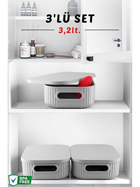Nandy Home 3 lü Set Çok Amaçlı Dekoratif Düzenleyici Depolama Kutusu 3 2lt - S000311008-20600