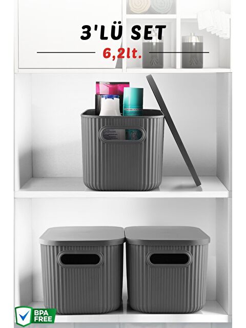 Nandy Home 3 Lü Set Çok Amaçlı Dekoratif Düzenleyici Depolama Kutusu 6 2LT - S000311007-29666