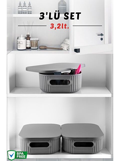 Nandy Home 3 lü Set Çok Amaçlı Dekoratif Düzenleyici Depolama Kutusu 3 2lt - S000311010-29666