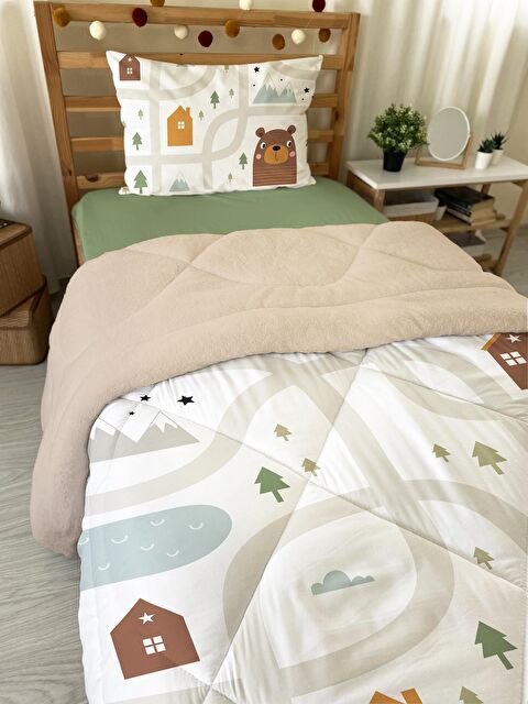 Evmila Kasaba Desenli Tek Kişilik 160x220 Cm Wellsoft Çift Taraflı Silikon Yorgan Ve Uyku Seti - S000128632-20063