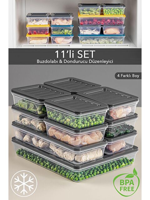 Meleni Home 11'li Buzdolabı Organizer Mikrodalga Ve Difrize Uygun Saklama Kabı 1x2400 ml - 2x1170 ml - 8x600 ml - S000208724-29666