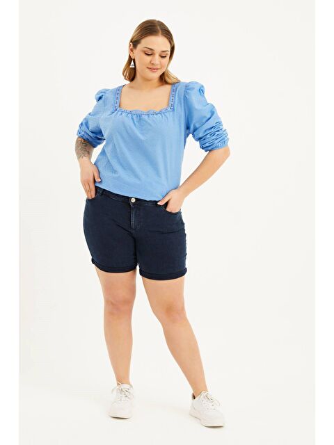 Mylinemoda Paçası Katlı Denim Şort - S000241871-17234