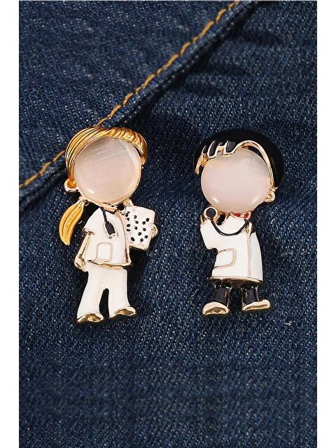 New Obsessions Kadın ve Erkek Doktor/Hemşire Yaka İğnesi Seti 2'li Paket - S000321176-20076