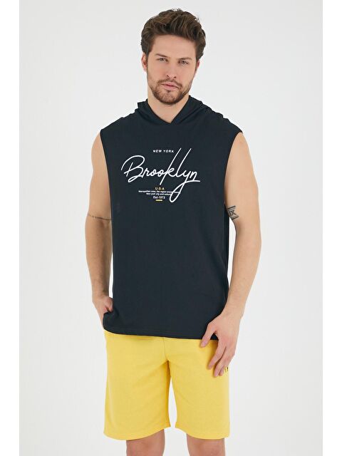 Süperlife Erkek Kapüşonlu Regular Fit Kolsuz Tişört SPR22TS118 - S000013456-19351