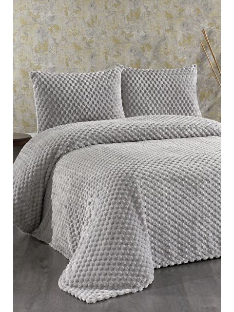 Çeyiz Diyarı Cordoba Pelüş Çift Kişilik Yatak Örtüsü Gri - S000497225-20600