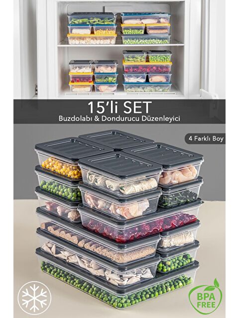 Meleni Home 15'li Buzdolabı Organizer Mikrodalga Ve Difrize Uygun Saklama Kabı 1x2400ml-4x1170-2x1200ml-8x600ml - S000208727-29666