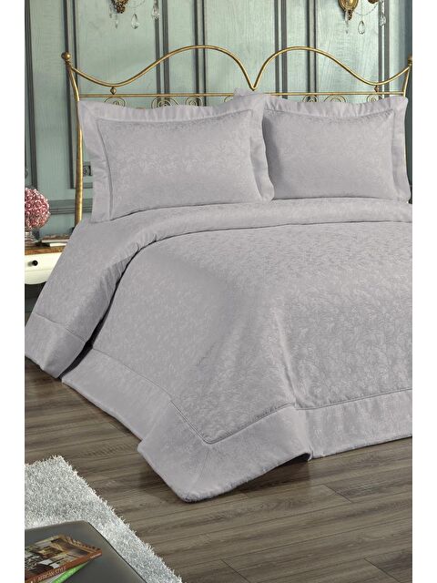 Çeyiz Diyarı Buğlem Dolgulu Şönil Çift Kişilik Yatak Örtüsü Gri - S000497234-20600