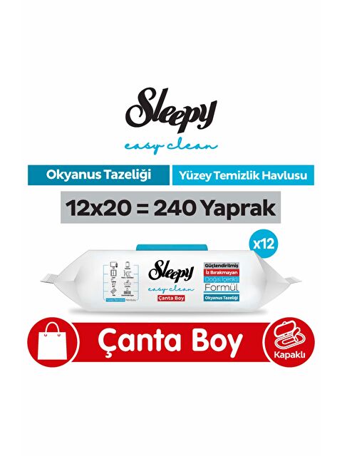Sleepy Easy Clean Okyanus Tazeliği Yüzey Temizlik Havlusu Çanta Boy 12x20 (240 Yaprak)