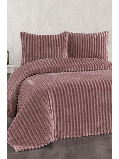 Çeyiz Diyarı Granada Pelüş Çift Kişilik Yatak Örtüsü Gül Kurusu - S000497245-20028