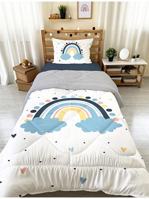 Evmila Desenli Tek Kişilik 160x220 Cm Wellsoft Çift Taraflı Silikon Yorgan Ve Uyku Seti - S000128640-20063