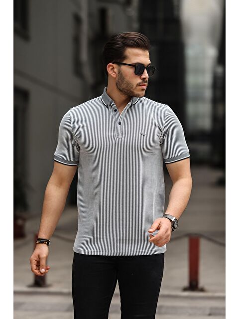 Comstar Erkek Kıvrılmaz Polo Yaka  Slim Fit Çizgili Tişört - S000197298-21164