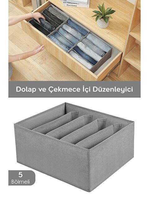 Meleni Home 5 bölmeli Çekmece İçi Düzenleyici, Dolap Çamaşır Düzenleyici, Saklama Kutusu Organizer - S000216294-20600