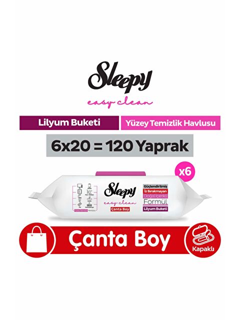 Sleepy Easy Clean Lilyum Buketi Yüzey Temizlik Havlusu Çanta Boy 6x20 (120 Yaprak)