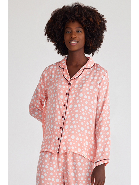 Katia And Bony Kadın Infınıty Dots Saten Pijama Üst Gül Pembe - S000134230-20024