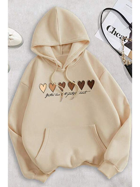 uyguntarz Unisex Kalp Baskılı Oversize Sweatshirt - S000265338-19928