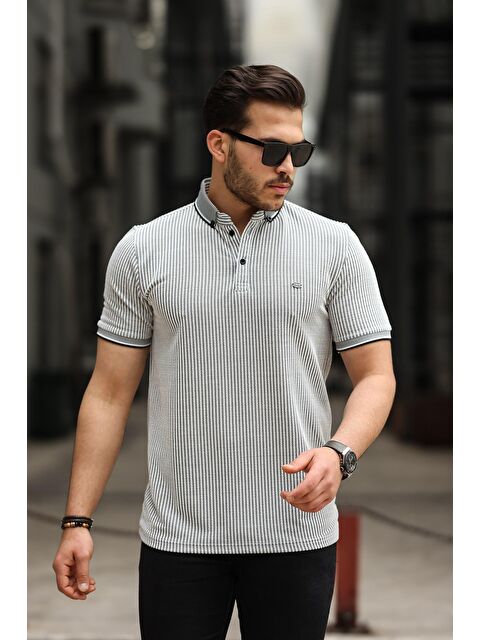 Comstar Erkek Kıvrılmaz Polo Yaka  Slim Fit Çizgili Tişört - S000197298-19351
