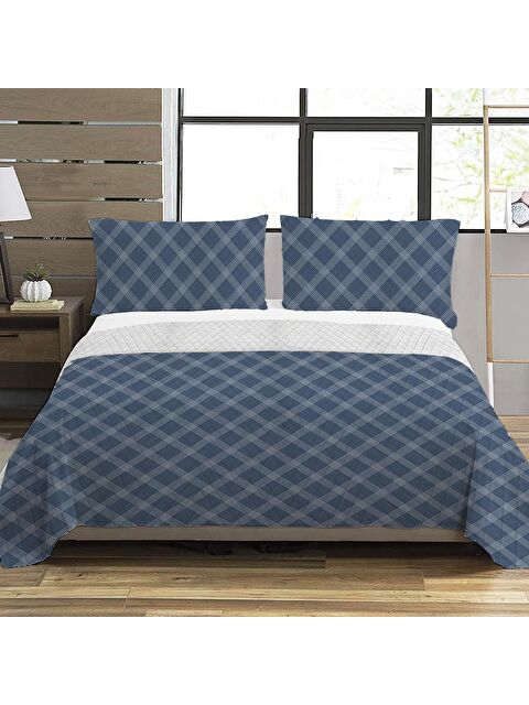 Evmila Geometrik Desen Çift Kişilik Baskılı Pike (200x220 Cm) Lacivert - S000124175-23173