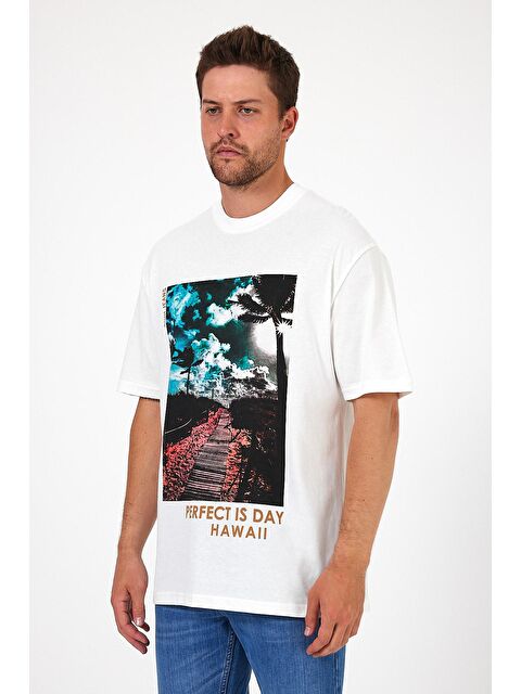 Rodi Bisiklet Yaka Hawaıı Baskılı Erkek Tişört 7021 - S000207529-20063