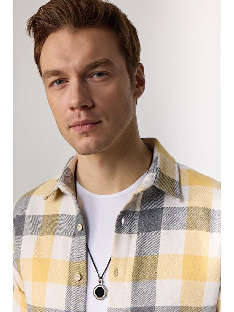 TUDORS Erkek Slim Fit Dar Kesim Uzun Kollu Kareli Kışlık Oduncu Gömlek - S000136425-23173
