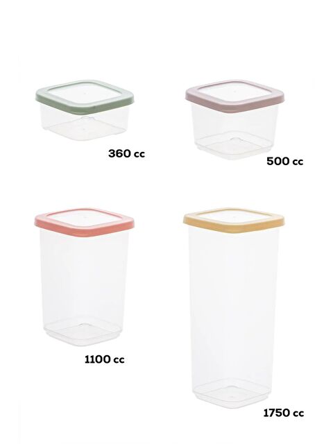 Porsima 1034 Rainbow 16 Lı Etiketli Renkli Kapaklı Gıda Kavanoz Saklama Kabı Seti 4x(360-500-1100-1700)cc - S000233107-23173