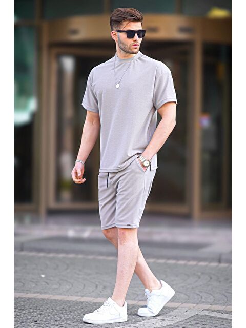 Madmext Boyalı Gri Basic Erkek Şort Takımı 5950 - S000164563-22875