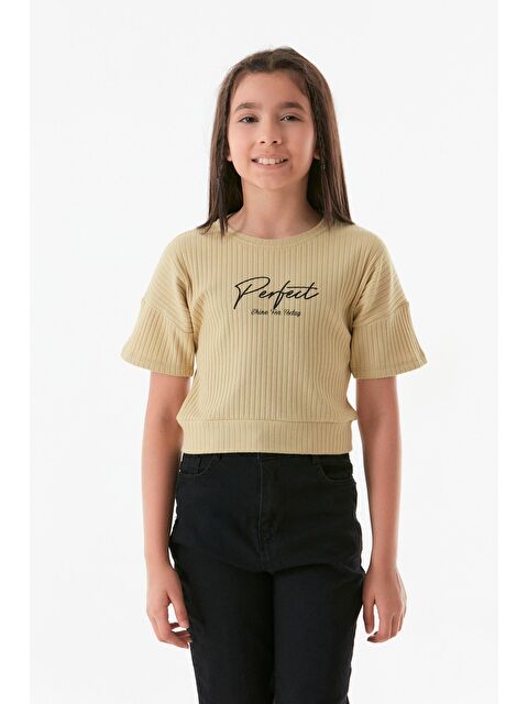 Fullamoda Yazı Baskılı Bisiklet Yaka Kız Çocuk Tişört - S000213683-18547