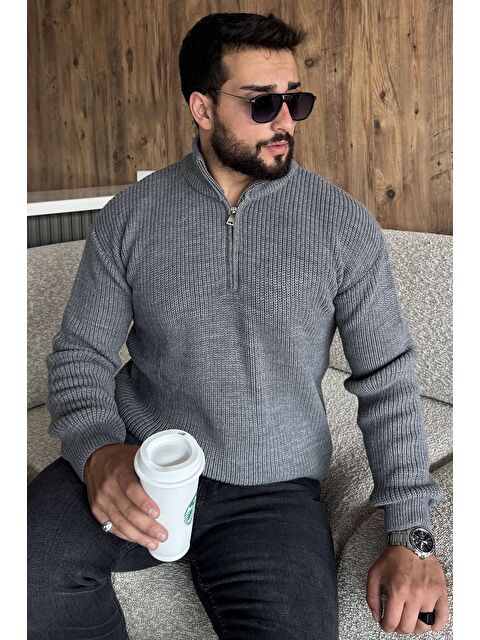 Mishar İtalia Erkek Yarım Fermuarlı Triko Kazak - S000469910-29351