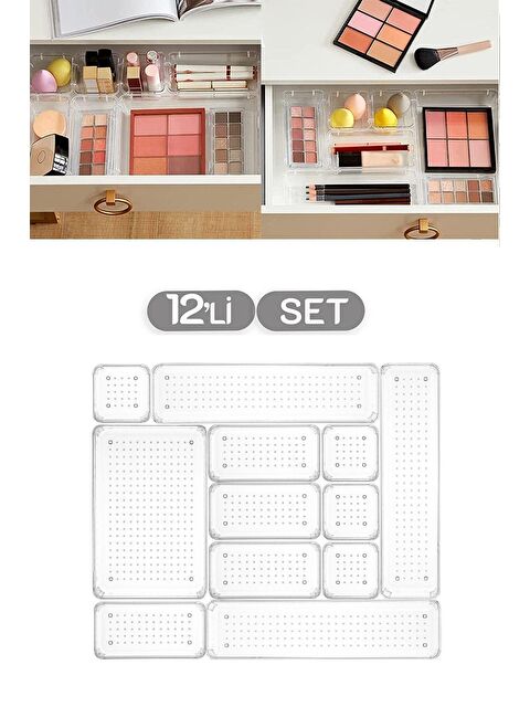 Meleni Home 12 Parça Punto Organizer - Banyo Makyaj Takı Düzenleyici - Çekmece İçi Düzenleyici Organizer - S000216302-20063