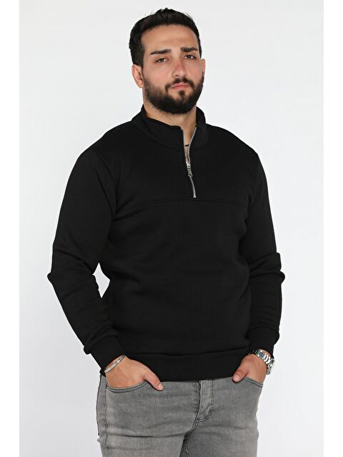 Mishar İtalia Erkek Dik Yaka Yarım Fermuarlı Üç İplik Şardonlu Sweatshirt - S000469915-19351