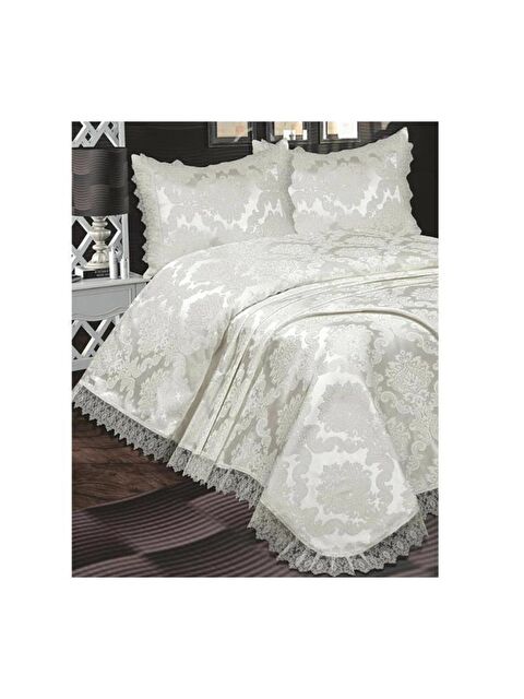 Çeyiz Diyarı Fransız Güpürlü Lunox Tek Kişilik Yatak Örtüsü Krem - S000497277-19966