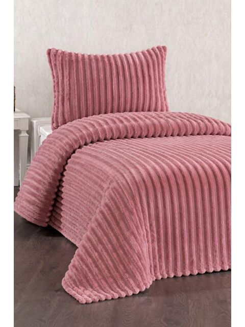 Çeyiz Diyarı Granada Pelüş Tek Kişilik Yatak Örtüsü Gül Kurusu - S000497295-20028