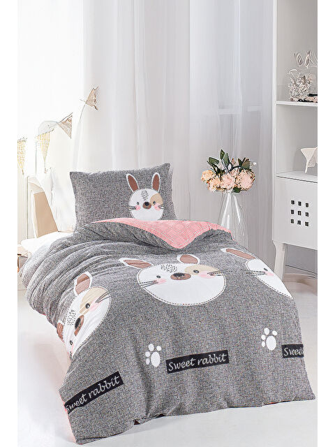 UPSTYLE Çocuklar İçin Tek Kişilik Nevresim Seti  Canlı Açık Gri - S000295200-20600