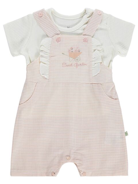 Minidamla Biorganik Sweet Garden 3-9 Ay Takım Salopet - Ekru