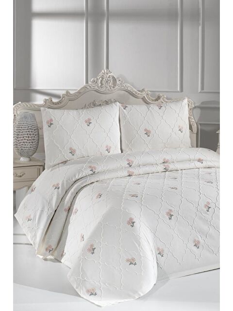 Çeyiz Diyarı Nevra Nakışlı Şönil 3 Parça Çift Kişilik Yatak Örtüsü - S000497312-23173