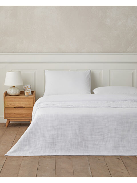 English Home Clair Voile Çift Kişilik Çarşaflı Yatak Örtülü Nevresim Takımı 200x220 cm Gümüş - S000497314-18105