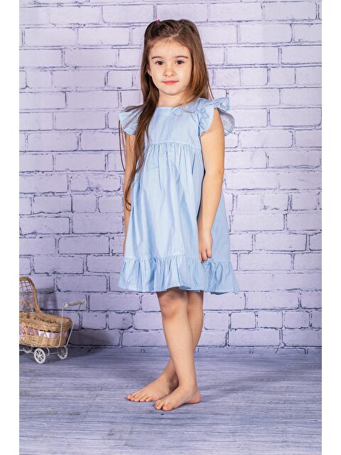 MİNİNİO Kız Çocuk Desenli Fırfırlı Dokuma Elbise - S000314692-17234