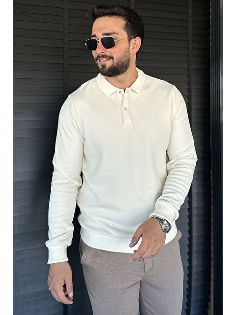 Mishar İtalia Erkek Polo Yaka Çıtçıt Detaylı Selanik Sweatshirt - S000469922-19966