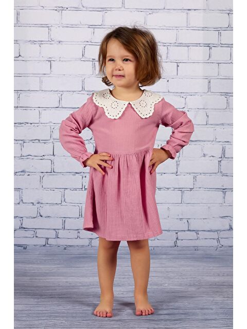 MİNİNİO Kız Çocuk Bebe Yaka Şile Bezi Dokuma Elbise - S000314694-20024