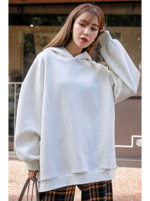 uyguntarz Unisex Time For Happiness Baskılı Oversize Sweatshirt - S000265340-20600