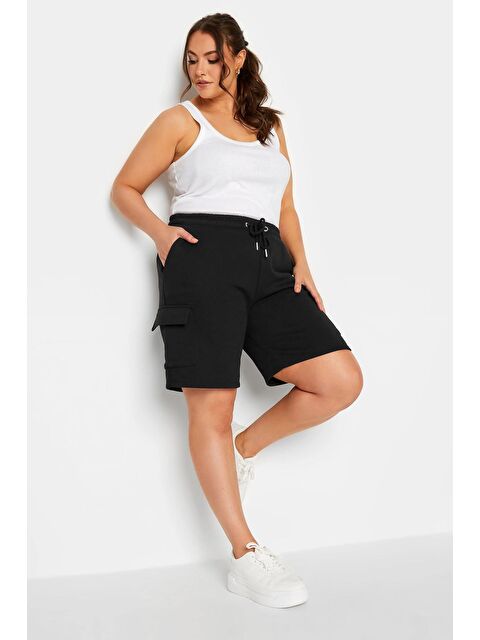 Stil Diva Büyük Beden Cepli Beli Büzgülü Bol Kesim Kargo Jogger Şort 144873 - S000244350-19351