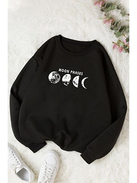uyguntarz Unisex Celestial Sun Moon Bisiklet Yaka %100 Pamuk Sweatshirt - S000269167-19351