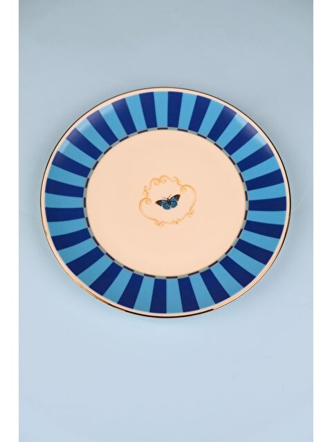 TABAK EVİ Porselen Butterfly Collection Altın Yaldızlı Pasta Tabağı Mavi 20,50cm Tekli - S000503017-23173