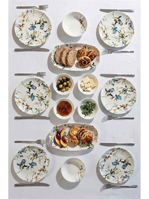 Cooker Porsima 4271 Pure 14 Parça Porselen Kahvaltı Seti 6 Kişilik Kahvaltı Takımı