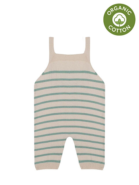 Antebies Bej Yeşil Triko Bebek Salopet