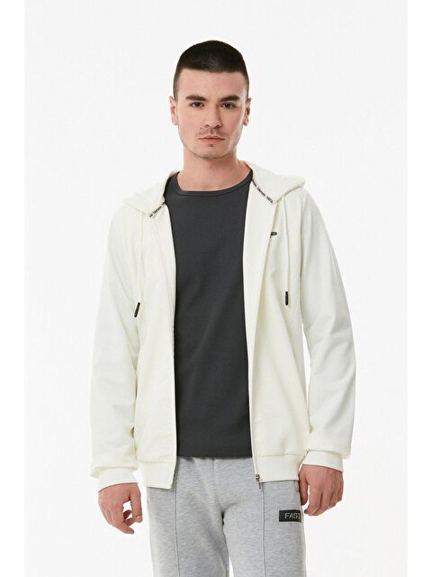 Fullamoda Baskılı Kapüşonlu Dalgıç Kumaş Fermuarlı Sweatshirt - S000108619-19965