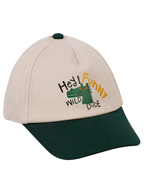 Civil Baby Erkek Bebek Kep Şapka 0-24 Ay Ekru-Yeşil