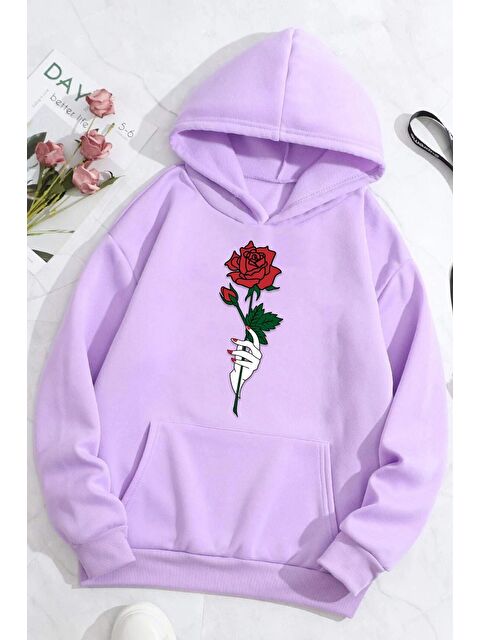 uyguntarz Unisex Rose Baskılı Sweatshirt - S000267734-17878